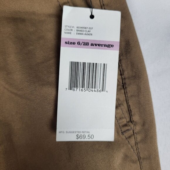 Nine West Vintage America Pants Women's 6 28 Brown Cropped Rolled Hem NWT - Picture 6 of 12